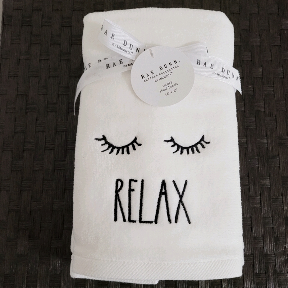 SALE‼️COPY - Rae Dunn Set of 2 Bathroom Towels "RELAX"